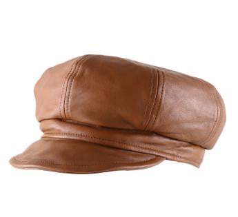 Seeberger Casquette Gavroche en Cuircasquette Baker Boy Casquette en Cuir